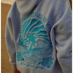 Pink palm puff sweatshirt